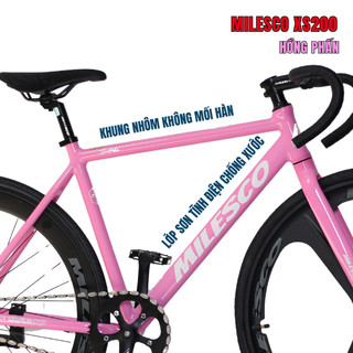 Xe Đạp Fixed Gear MILESCO XS200 Gen 2 & Gen 3 Khung Nhôm Siêu Nhẹ Vành 3 Đao Lốp 700x28C Chính Hãng