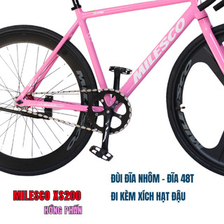 Xe Đạp Fixed Gear MILESCO XS200 Gen 2 & Gen 3 Khung Nhôm Siêu Nhẹ Vành 3 Đao Lốp 700x28C Chính Hãng