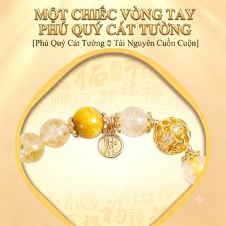 Vòng Tay Phong Thủy Thạch Anh Tóc Vàng Đá Mắt Hổ Citrine Vòng Đeo Tay Chiêu Tài Hút Lộc May Mắn Cho Nữ 15cm