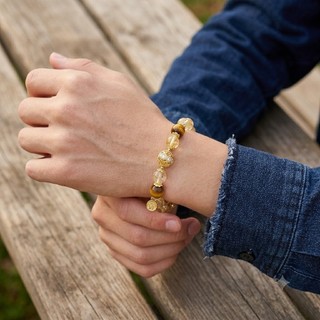 Vòng Tay Phong Thủy Thạch Anh Tóc Vàng Đá Mắt Hổ Citrine Vòng Đeo Tay Chiêu Tài Hút Lộc May Mắn Cho Nữ 15cm