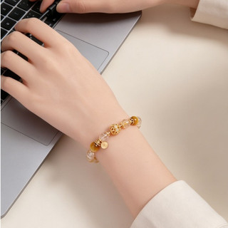 Vòng Tay Phong Thủy Thạch Anh Tóc Vàng Đá Mắt Hổ Citrine Vòng Đeo Tay Chiêu Tài Hút Lộc May Mắn Cho Nữ 15cm