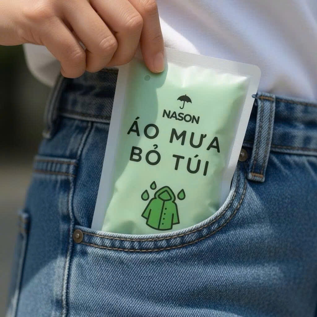 Combo 5 áo mưa trong suốt, áo mưa bỏ túi Nason nhỏ gọn, dễ dàng mang theo, mỏng nhẹ, chống thấm nước
