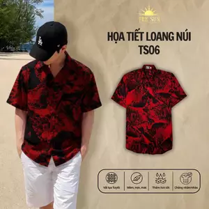 Áo Sơ Mi Lụa Họa Tiết Loang Núi, Cuban Shirt Chất Lụa Tuyết Mềm Mịn, Thoáng Mát, Thấm Hút Tốt, Chống Nhăn, Size 50-100kg