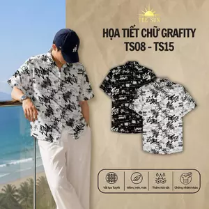 Áo Sơ Mi Lụa Họa Tiết Chữ Graffiti, Cuban Shirt Chất Lụa Tuyết Mềm Mịn, Mát, Thấm Hút Tốt, Chống Nhăn - Size 50-100kg