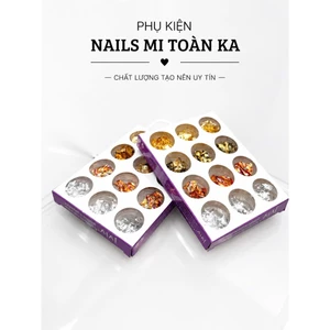 Set Giấy Bạc Nail Nhiều Màu – Hộp Giấy Trang Trí Móng Nghệ Thuật 12 Ô