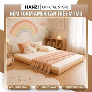 Nệm Foam American Cho Bé 1m2, 1M3, 1m4 dày 8Cm, Êm Ái, Nâng Đỡ Tốt Khi Ngủ, Đàn Hồi Cao, Ngủ Êm Không Lún