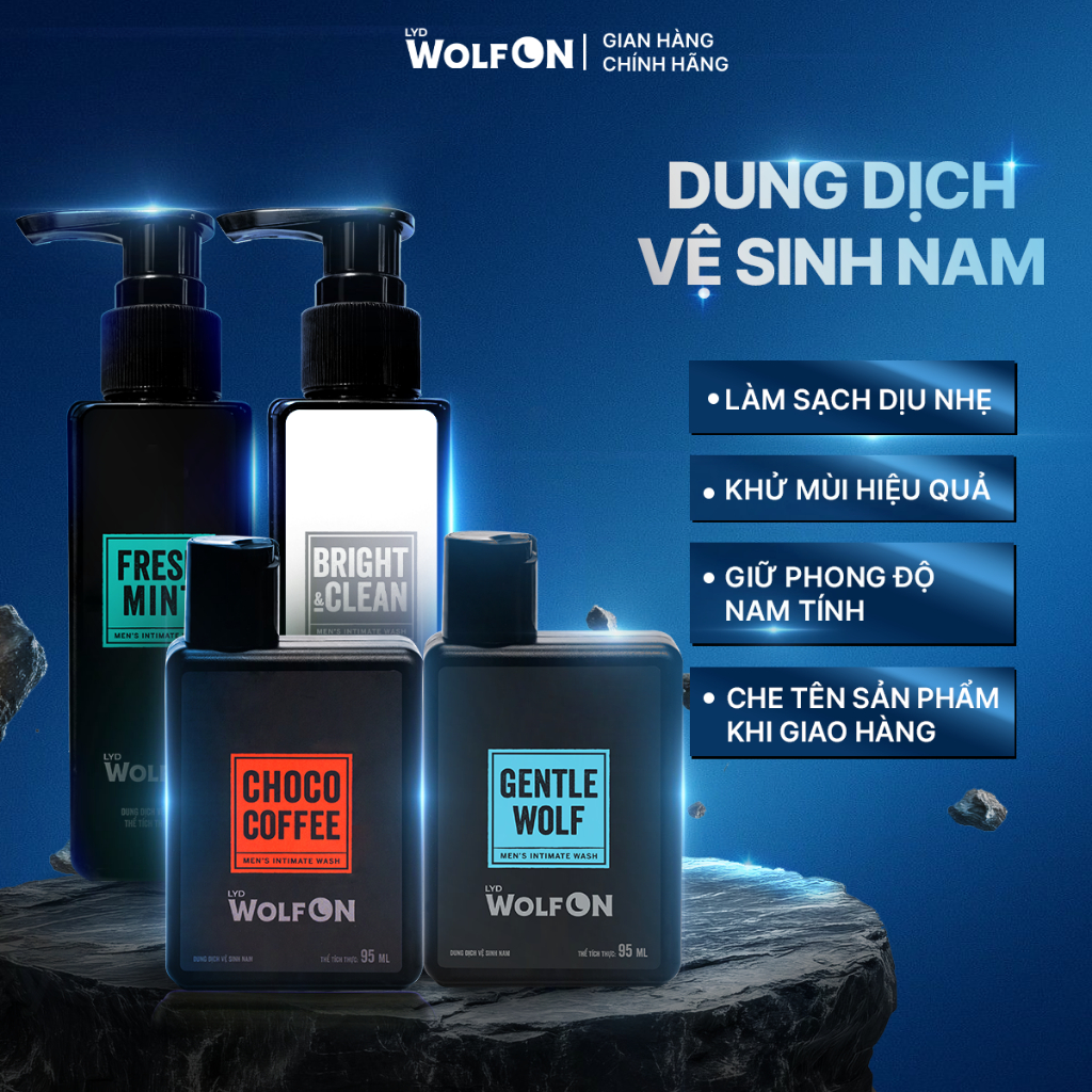 Dung Dịch Vệ Sinh Nam Giới LYD Wolf ON Hương Thơm Nam Tính Khử Mùi Sạch Khuẩn 95ml 150ml