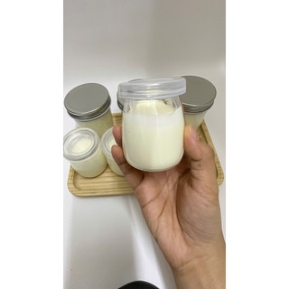 Combo 10 Hũ Thủy Tinh Nắp Nhựa Kín 100ml - Làm Sữa Chua Panna Cotta Pudding Bánh Flan Đựng Trái Cây Tráng Miệng Healthy