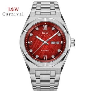 Đồng Hồ Nam Chính Hãng I&W Carnival Đỏ 751G-T18 Full Box Chống Nước Kính Sapphire (Máy Cơ Tự Động)