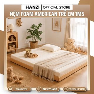 Nệm Foam American Cho Bé 1M5, 1M6 Dày 8cm, Nâng Đỡ Tốt Khi Ngủ, Thoáng Khí Tốt, Êm Ái Không Lún