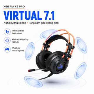 [CHÍNH HÃNG - BH 1 NĂM] Tai nghe gaming Xiberia K9 Pro Virtual 7.1 LED RGB ENC Driver 50mm Dây 2.2m