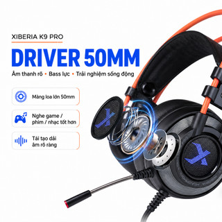 [CHÍNH HÃNG - BH 1 NĂM] Tai nghe gaming Xiberia K9 Pro Virtual 7.1 LED RGB ENC Driver 50mm Dây 2.2m