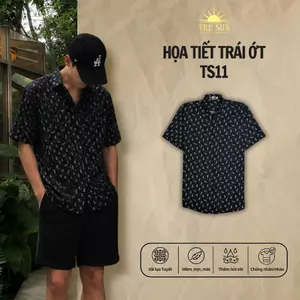 Áo Sơ Mi Lụa Họa Tiết Trái Ớt, Cuban Shirt Chất Lụa Tuyết Mềm Mịn, Thoáng Mát, Thấm Hút Tốt, Chống Nhăn - Size 50-100kg