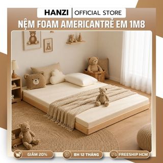 Nệm Trẻ Em Foam American 1M8, Dày 8Cm, Nệm cho Bé Nâng Đỡ Tốt Khi Ngủ, Thoáng Khí Tốt, Đủ Độ Dày