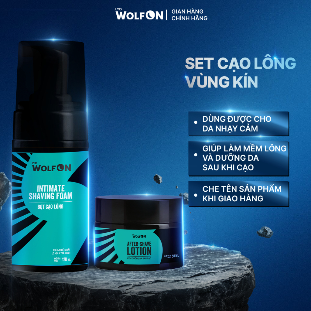 COMBO Bọt Cạo Lông + Kem Dưỡng Da LYD Wolf On, Set Cạo Lông, Chăm Sóc Cơ Thể, An Toàn, Dịu Nhẹ