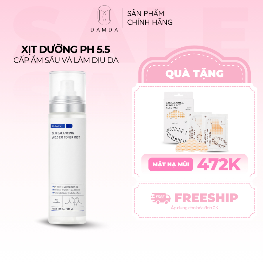 Xịt Dưỡng pH 5.5 Cân Bằng Da CELLADIX SKIN BALANCING PH 5.5 TONER MIST 120ml | DAMDAVN