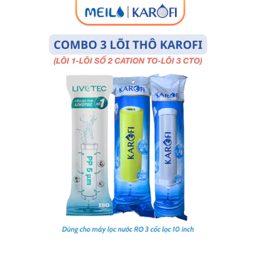 Combo 3 Lõi 123 Karofi (Lõi 2 Cation To - Lõi 3 CTO Lưới) Dùng Cho Nước Giếng Nước Cứng, Nước Giếng Khoan