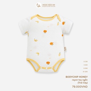 Honey (0-12M) Bộ bodychip sơ sinh cộc tay họa tiết đáng yêu chất Rayon thoáng mát thấm hút mồ hôi.