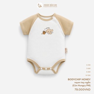 Honey (0-12M) Bộ bodychip sơ sinh cộc tay họa tiết đáng yêu chất Rayon thoáng mát thấm hút mồ hôi.