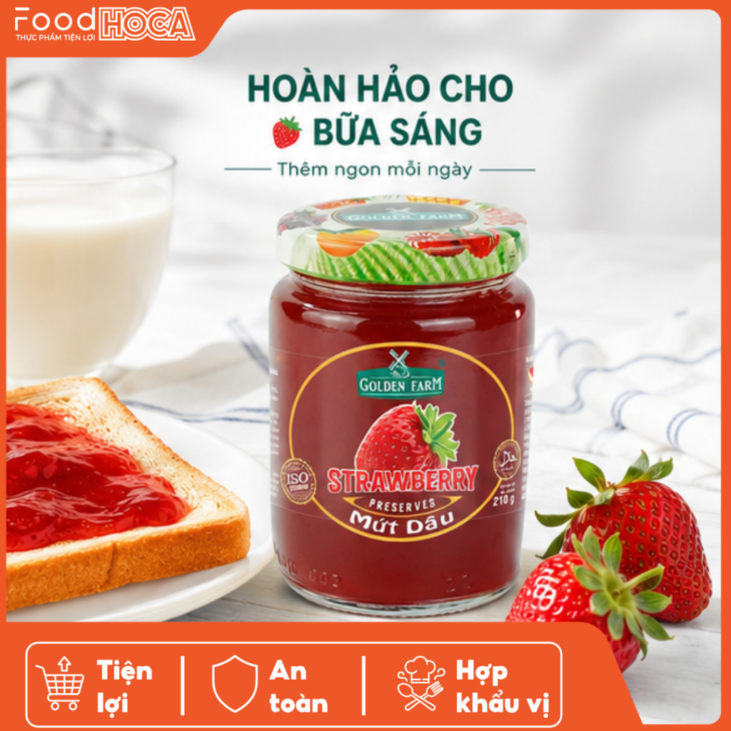 <giao hàng toàn quốc></giao hàng toàn quốc> Mứt Dâu Golden Farm 210G - Dùng Làm Bánh, Sữa Chua,  Trà Trái CâyTiện Lợi