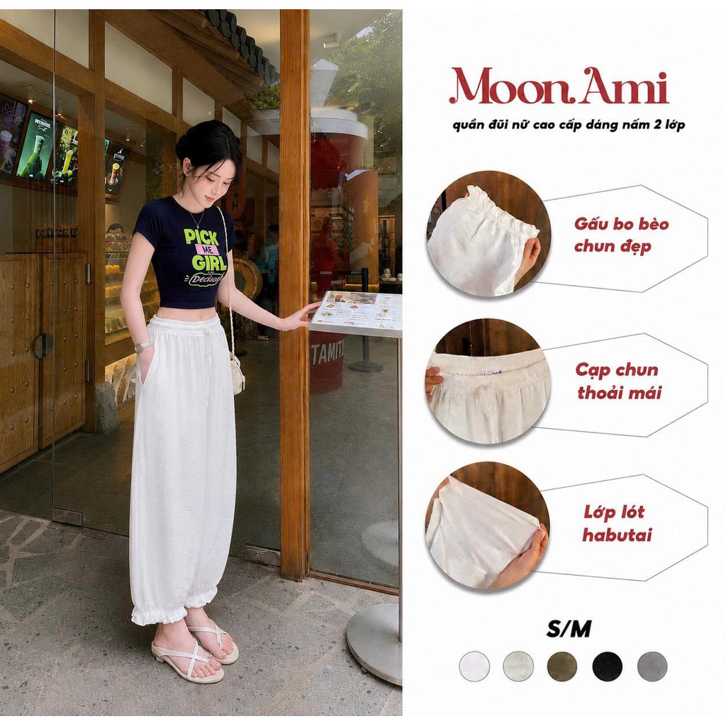 Quần đũi nữ Moon Ami cao cấp dáng nấm 2 lớp (có lớp lót)