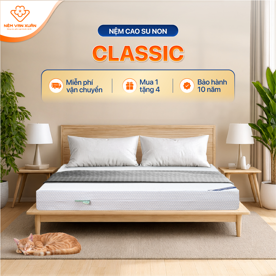 [HỎA TỐC HCM] Nệm Cao Su Non Classic Vạn Xuân Êm Ái Siêu Đàn Hồi Thông Thoáng Thoải Mái