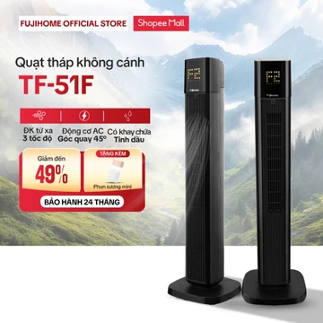 Quạt tháp làm mát nhanh tiết kiệm điện FUJIHOME TF-51F, quạt điện cây đứng đối lưu không khí khay tinh dầu thơm