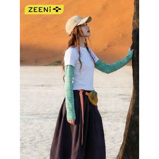 ZEENi Áo thun dài tay thoáng khí, thấm hút mồ hôi, kiểu dáng nhiều lớp, áo thể thao/leo núi nhanh khô dành cho nữ.