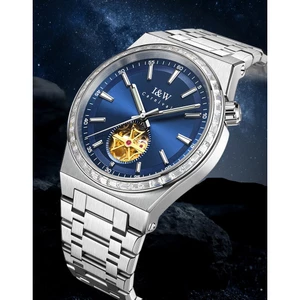 Đồng Hồ Nam Chính Hãng I&W Carnival 761G-T2 Mặt Màu Xanh Dây Thép Full Box Chống Nước Kính Sapphire