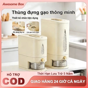 Thùng Đựng Gạo Thông Minh Dung Tích 5L/10L Thân Trong Suốt Nhấn Lấy Gạo Tự Động Có Thể Đựng Ngũ Cốc