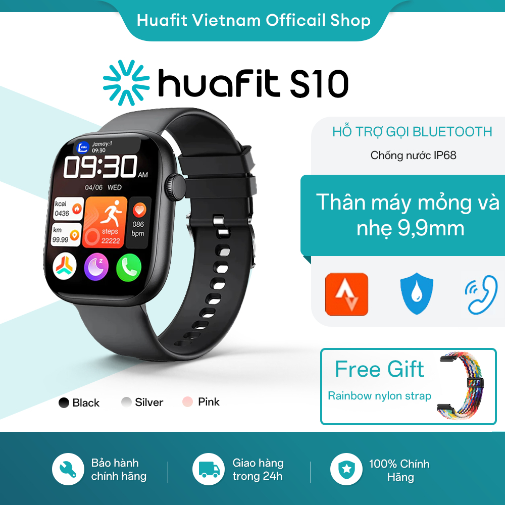 Huafit S10 Đồng hồ thông rẻ minh 9.1mm Siêu mỏng Đo tốc độ chạy Gọi điện qua Bluetooth Chống nước IP68 Theo dõi sức khỏe