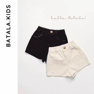 Quần short quần đùi bé gái BATALA KIDS, QUẦN SHORT KAKI TRẮNG ĐEN 2 TÚI TRƯỚC cho bé gái kiểu dễ thương cho bé 10-27kg
