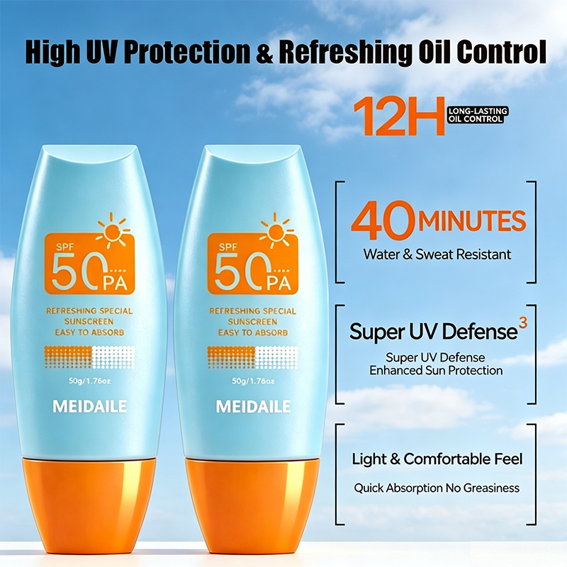 MEIDAILE kem chống nắng mặt không mỡ SPF50 PA+++ kem chống nắng không dầu cho sử dụng hàng ngày ngoài trời