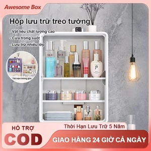 Hộp Dựng Mỹ Phẩm Kệ đựng mỹ phẩm Hộp Gắn Tường Kích Thước Ngăn Đa Dạng Có Nắp Chống Bụi Chống Nước