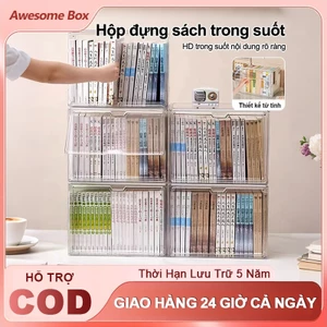 Hộp Đựng Sách Trong Suốt | Nắp Đậy Kín & Chống Bụi - Tiết Kiệm Không Gian Bàn Làm Việc