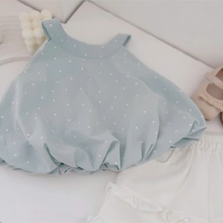 Quần áo trẻ em, Set yếm xanh chấm bi bé gái 9-26kg S2152 Tiểu Yến KID
