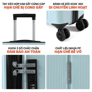 [XẢ HÀNG] Vali Kéo MIAvn Larita ORIX Size 24 Inch - Nhựa PP Bền Bỉ, Khóa Số Tiêu Chuẩn, Bảo Hành Trọn Đời