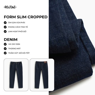 [🔥HOT] Quần Jeans Nam Trơn Xanh Navy Form Slim Cropped - Routine 10S25DPA105C
