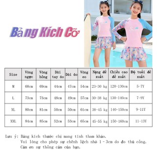 Set Đồ Bơi Bé Gái Phân Tách Kiểu Hàn Phối Màu Hồng/Xanh In Hoa Văn Polyester Nhanh Khô Đáng Yêu Thiết Kế Cho Bé Gái