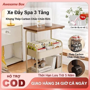 Thép Carbon Xe Đẩy Spa 3 Tầng Kệ Để Đồ Có bánh xe Di Chuyển Linh Hoạt Bằng Bánh Xe 360 Độ