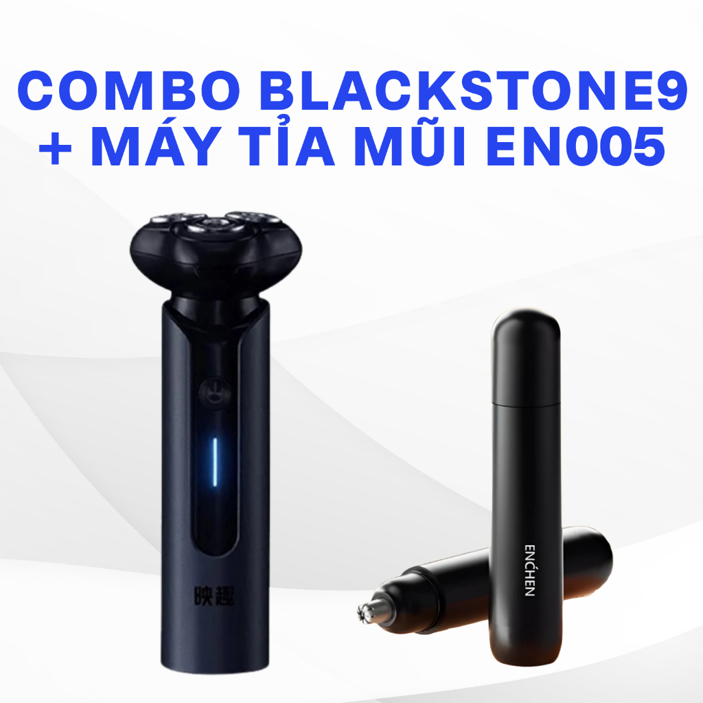Máy cạo râu Blackstone 9 Enchen hợp kim, 3 lưỡi dao kép 3D cạo sạch, chống nước 100%, BH 12 tháng
