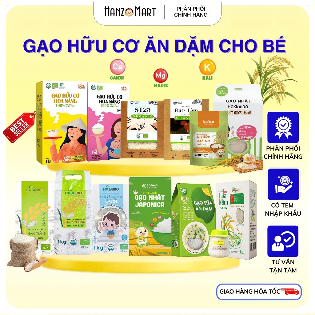 Gạo hữu cơ cho bé ăn dặm Anpaso / Hokkaido / Gạo ngũ cốc / hoa sữa / Japonica (túi 1kg)