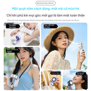Quạt cầm tay G14 - Gập gọn đeo dây, 199 cấp độ điều chỉnh không giới hạn, nhỏ gọn tiện mang, làm mát bán dẫn