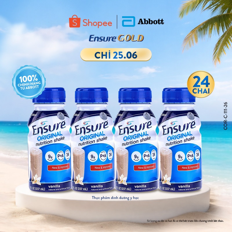 Thùng 24 chai Sữa nước Ensure Abbott 237ml/chai (bao bì thay đổi theo từng đợt nhập)