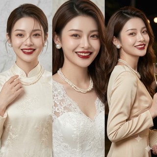 [ DAISYN ] N585 choker dây chuyền 3 sợi hạt ngọc hạt trai sang trọng cho nữ