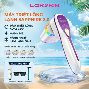 Máy Triệt Lông mini vĩnh viễn 10 Mức Lokykin Saphire Pro thế hệ mới nhất 2026 gốm 4 đầu thay thế tiện lợi