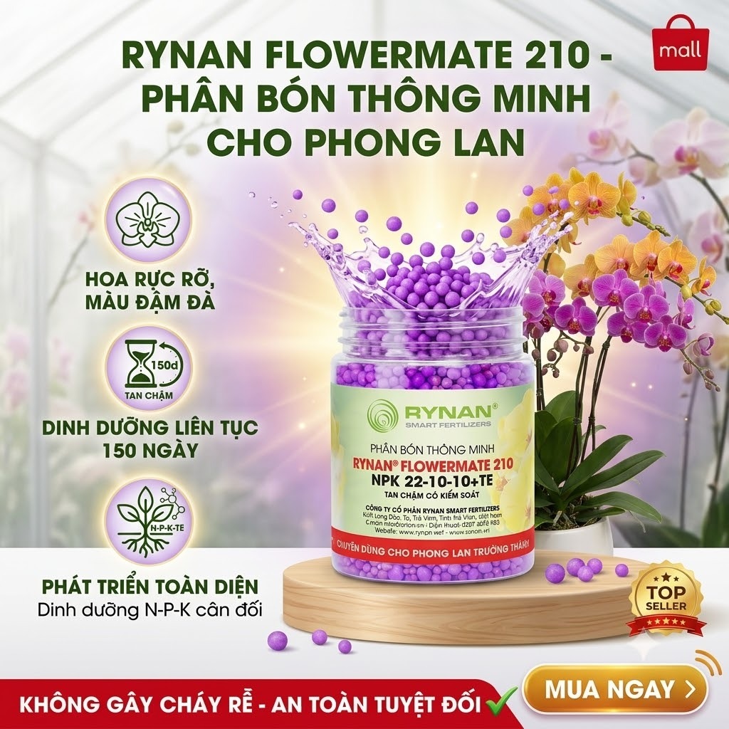 [CHÍNH HÃNG] Phân Bón Thông Minh Rynan Flowermate (Hạt Màu Tím) - Dưỡng Cây Tan Chậm Có Kiểm Soát Cho Hoa Lan, Hoa Hồng