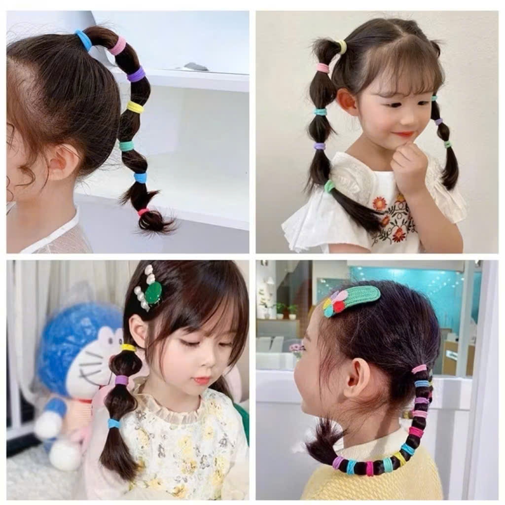 Túi 500 dây thun nhỏ cột tóc đủ màu cho bé, co dãn, không gây đứt tóc