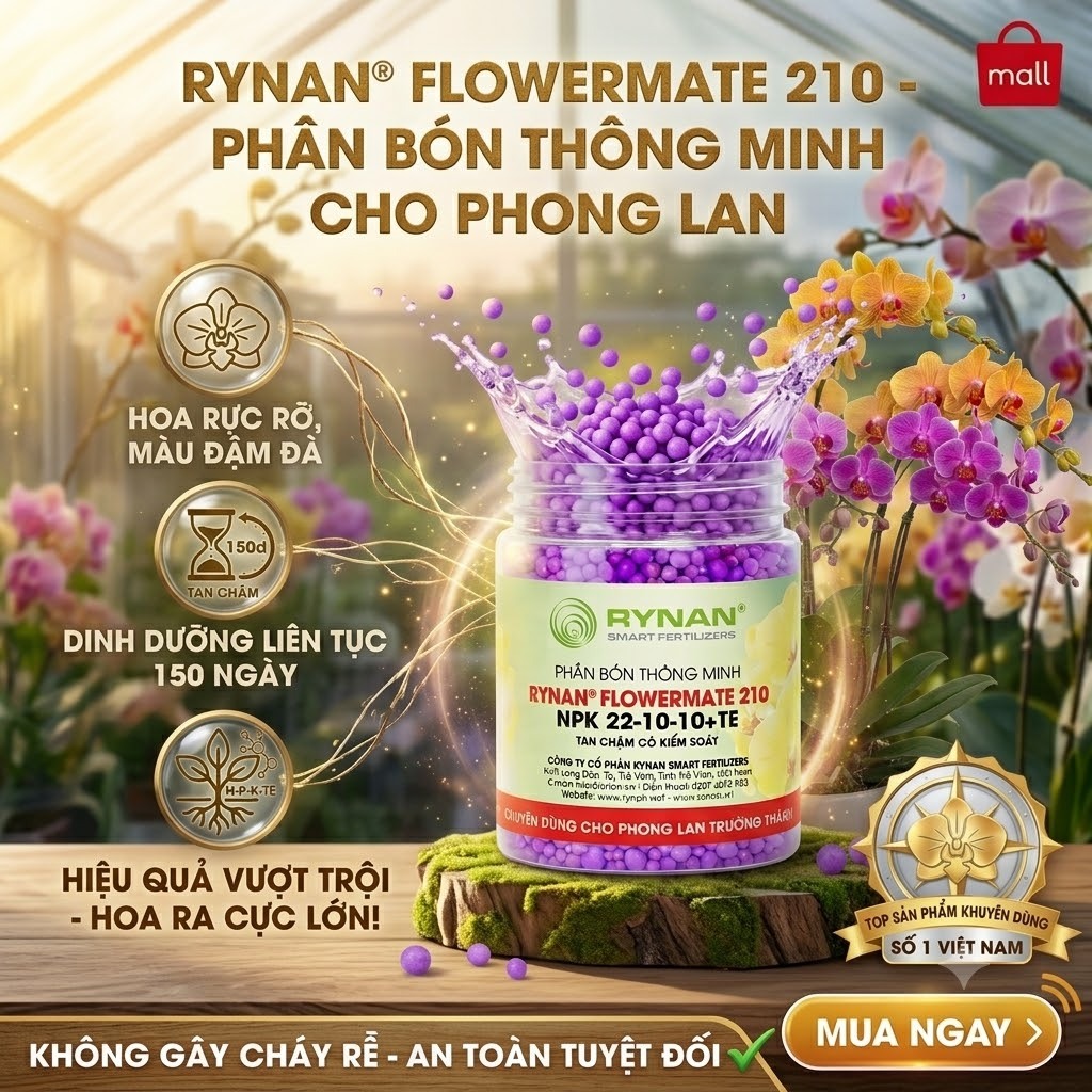 [CHÍNH HÃNG] Phân Bón Thông Minh Rynan Flowermate (Hạt Màu Tím) - Dưỡng Cây Tan Chậm Có Kiểm Soát Cho Hoa Lan, Hoa Hồng