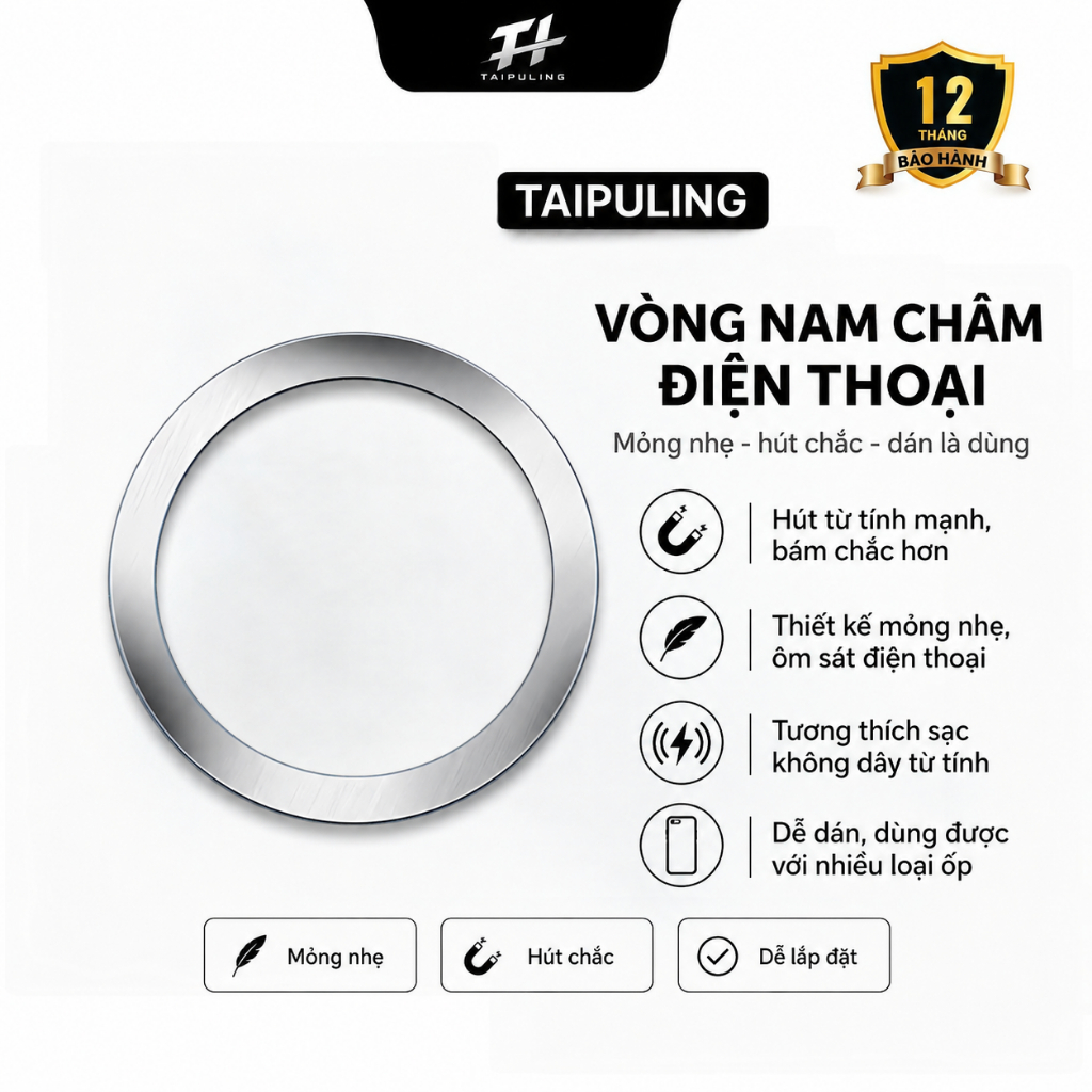 Vòng tấm kim loại đa năng cho Bộ sạc từ tính không dây Magsafe 0,4mm Miếng dán tấm sắt siêu mỏng